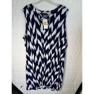 Michael Kors dress size 3X navy white sleeveless chevron NWT MSRP $110